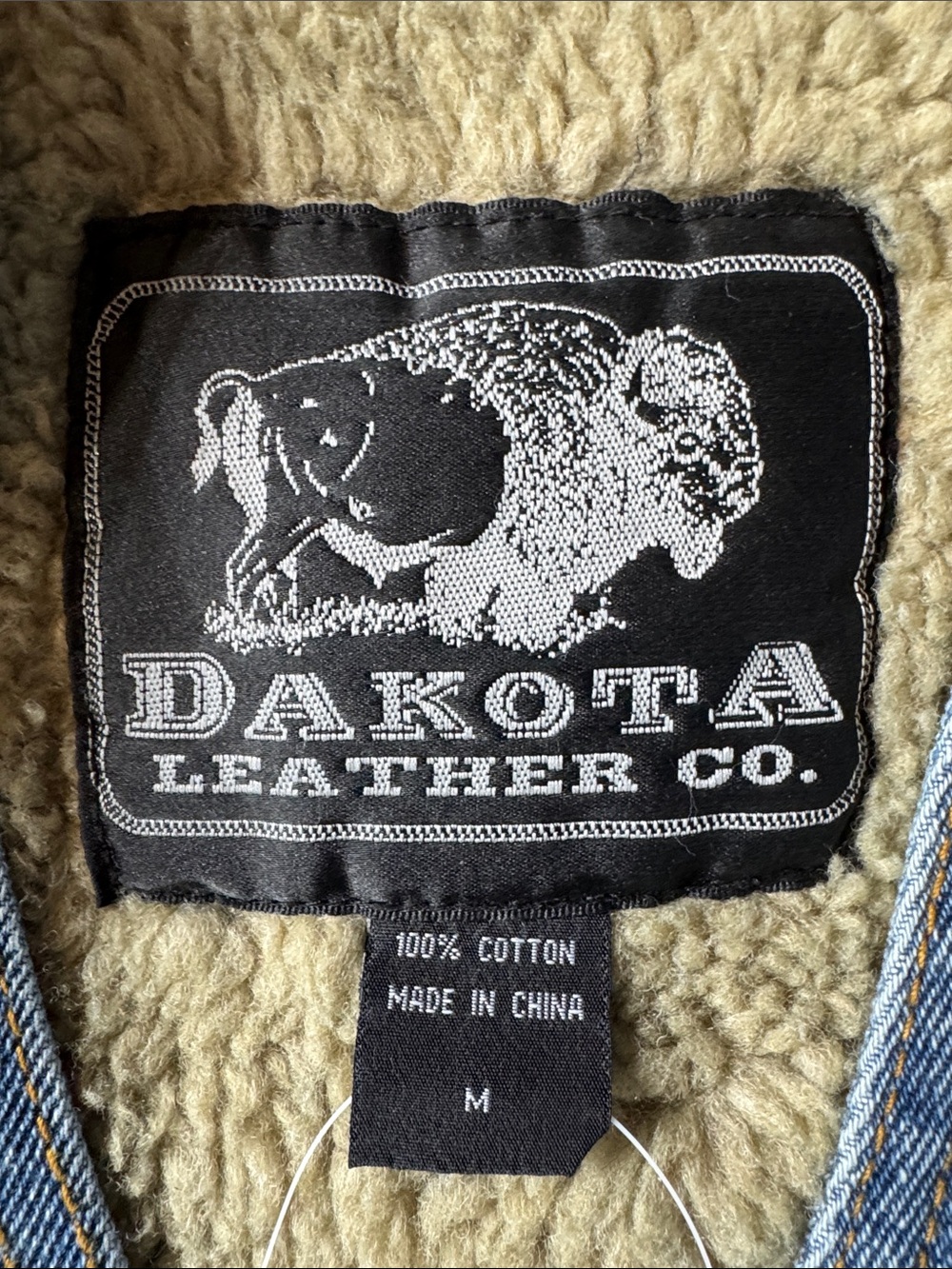 Men’s Blue Denim Vest Dakota Leather Co. MEDIUM Snap Closure Sherpa Lined NWT - Picture 5 of 12